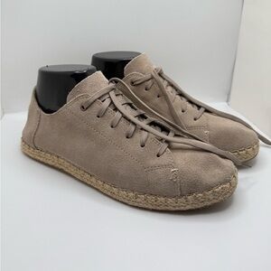 TOMS Women’s Lena Suede Espadrille Lace up Sneakers Light Taupe Sz 8